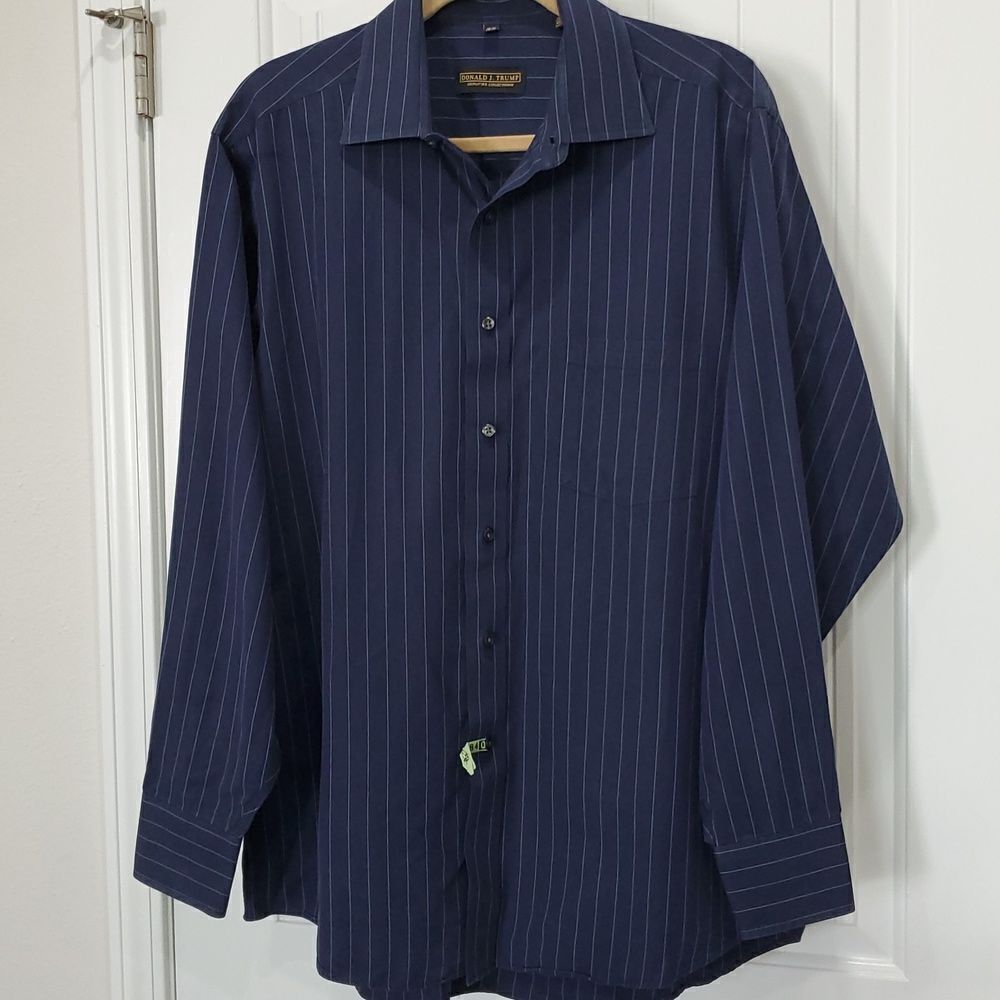Donald Trump Signature Collection Long Sleeve Pinstripe Button Up Shirt,  16 1/2